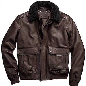 Leather Jacket with shearling collar